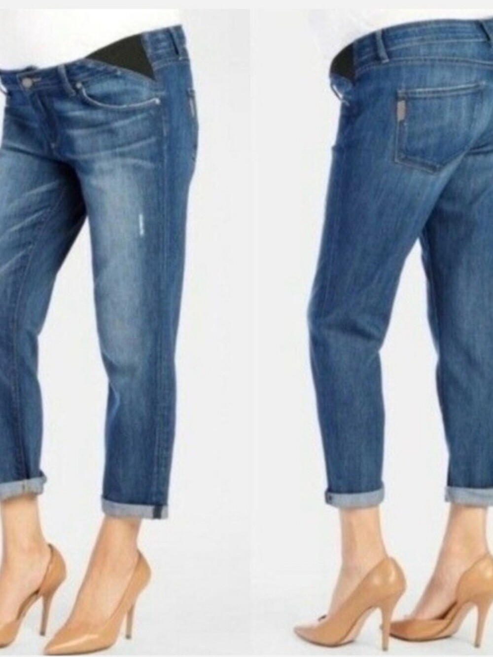 PAIGE Maternity Jimmy Jimmy Crop Jeans Women's Size 31 Distreesed Stretch Denim